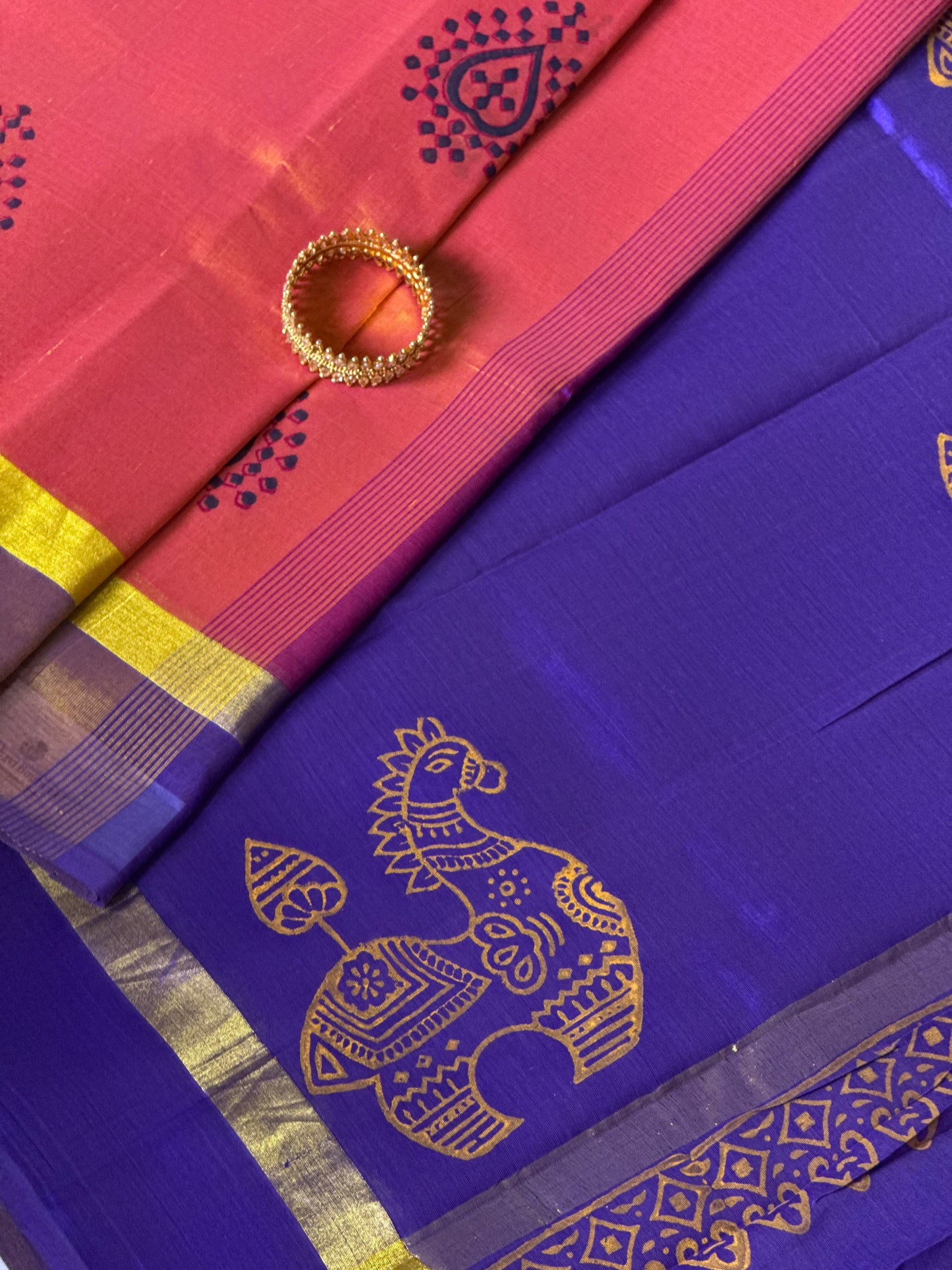Block Printed Silk Cotton saree