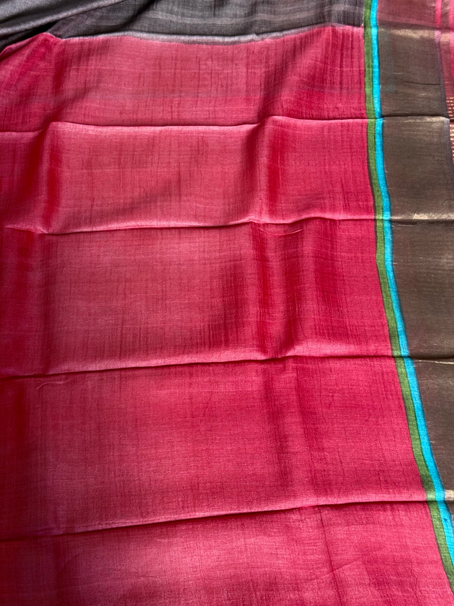 Printed Tussar saree - Brown