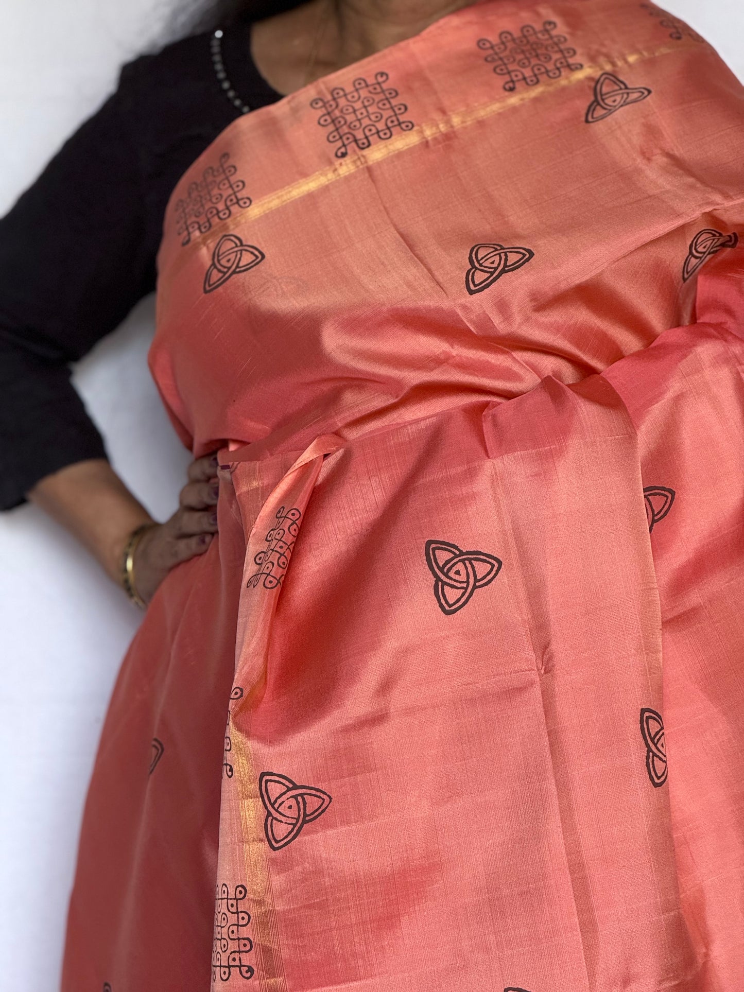 Soft Silk saree - Kolam block print