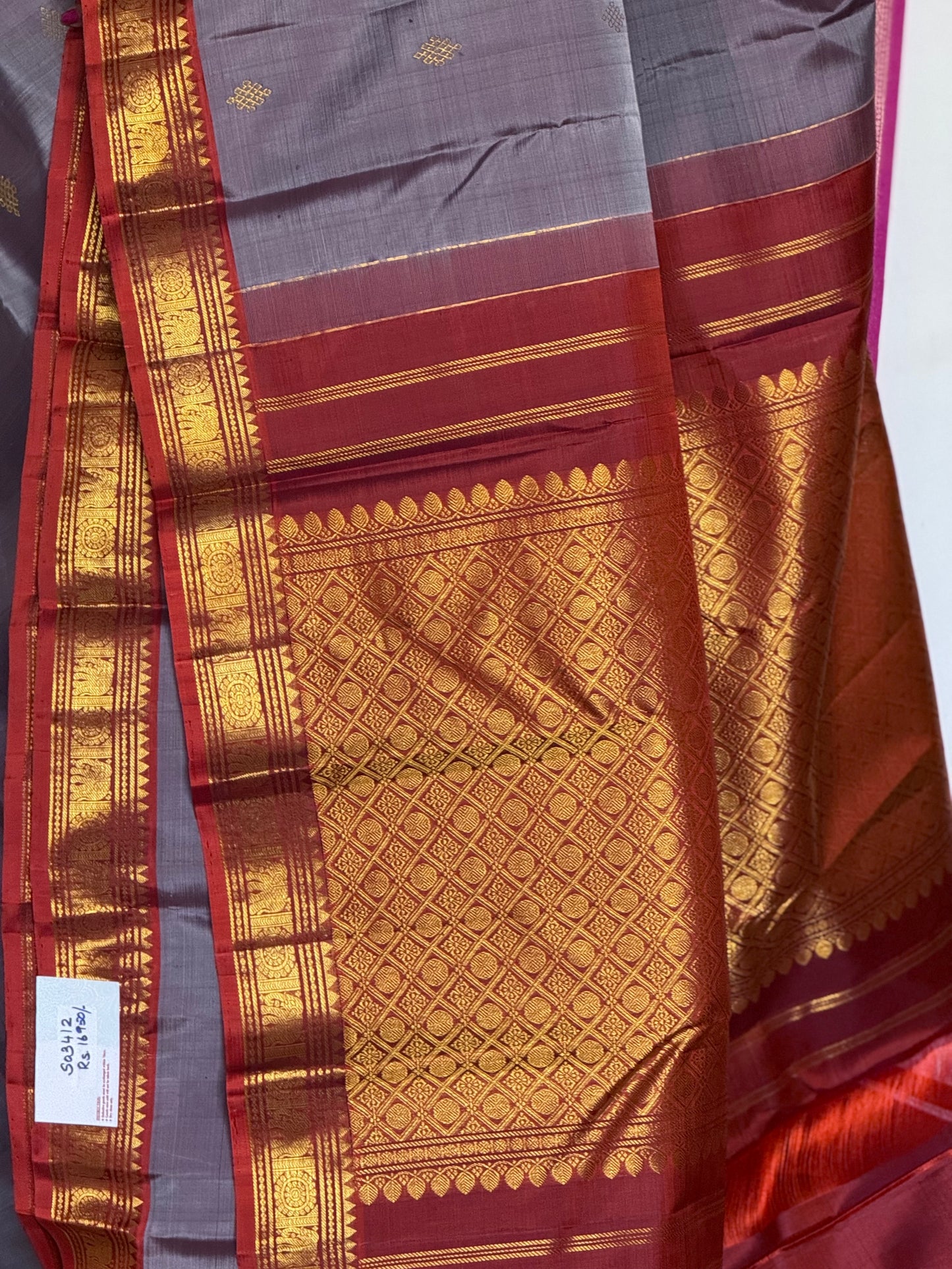 Grey pure silk saree