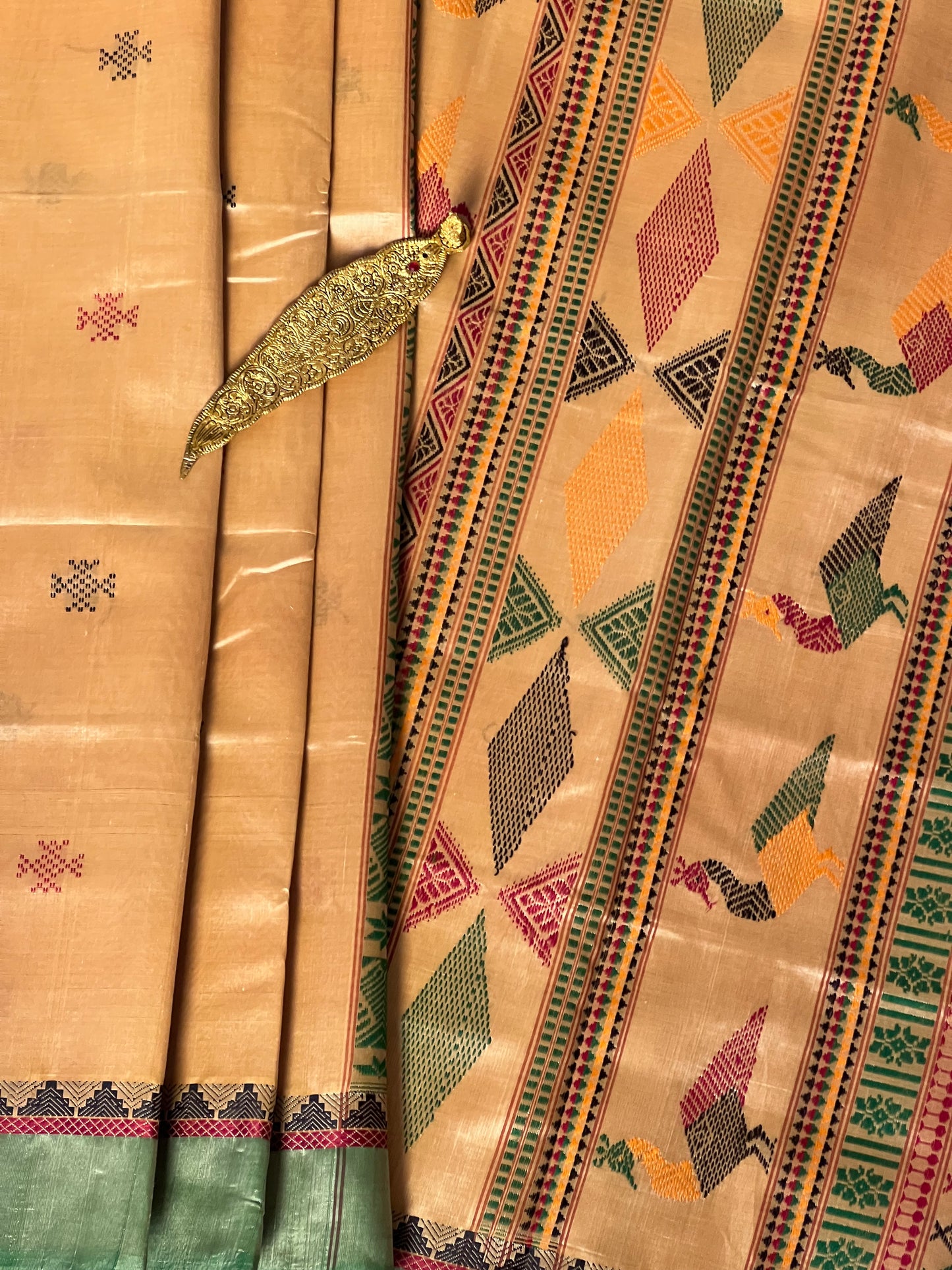 Thread work Silk Cotton saree - Beige