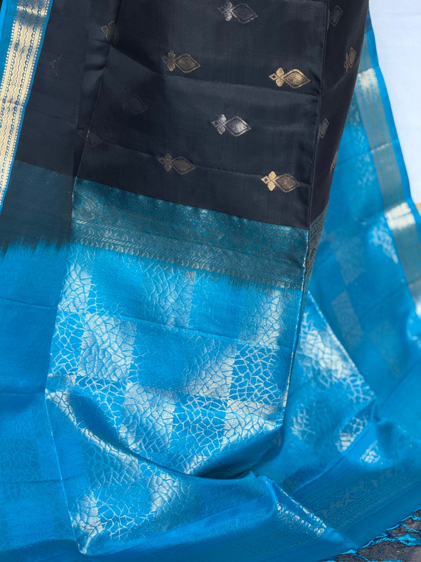 Soft Silk saree - Black & Blue