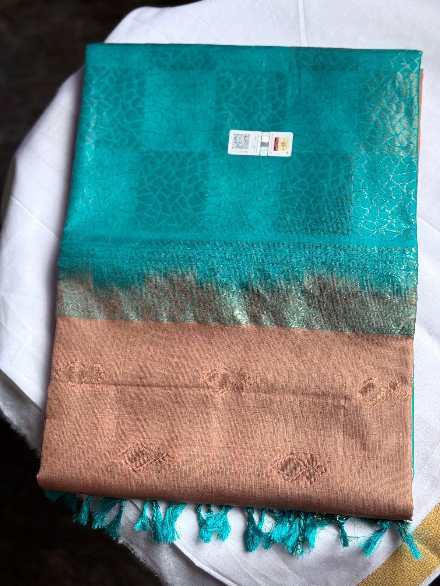 Soft silk saree - Peach & Blue