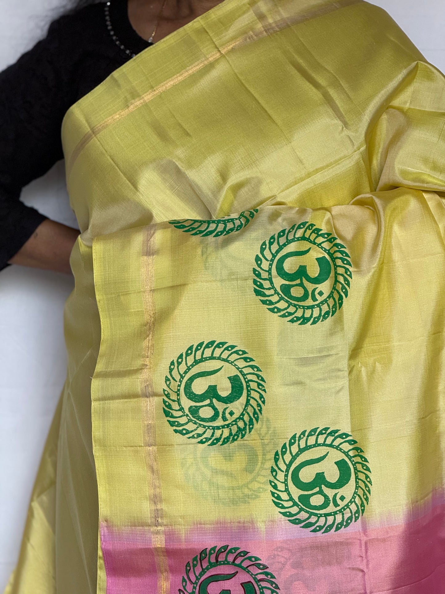 Soft Silk saree - Om block print