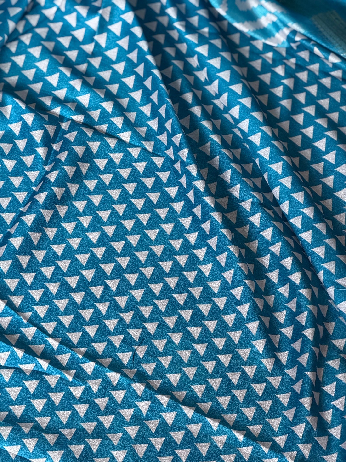 Semi Crepe Printed Saree – Blue