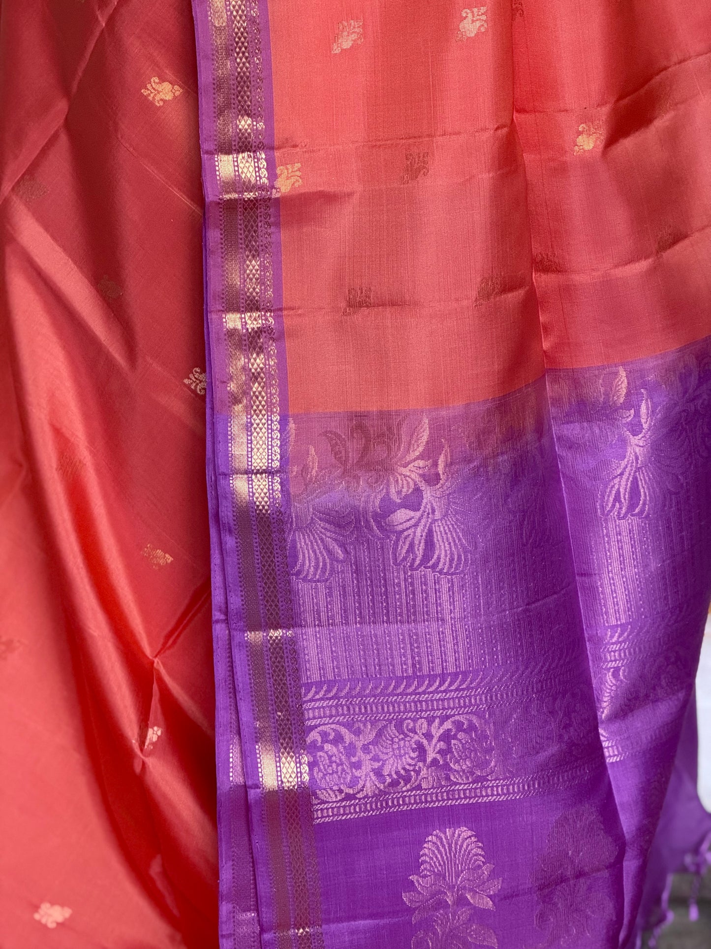 Soft Silk saree - Orange & Lavender