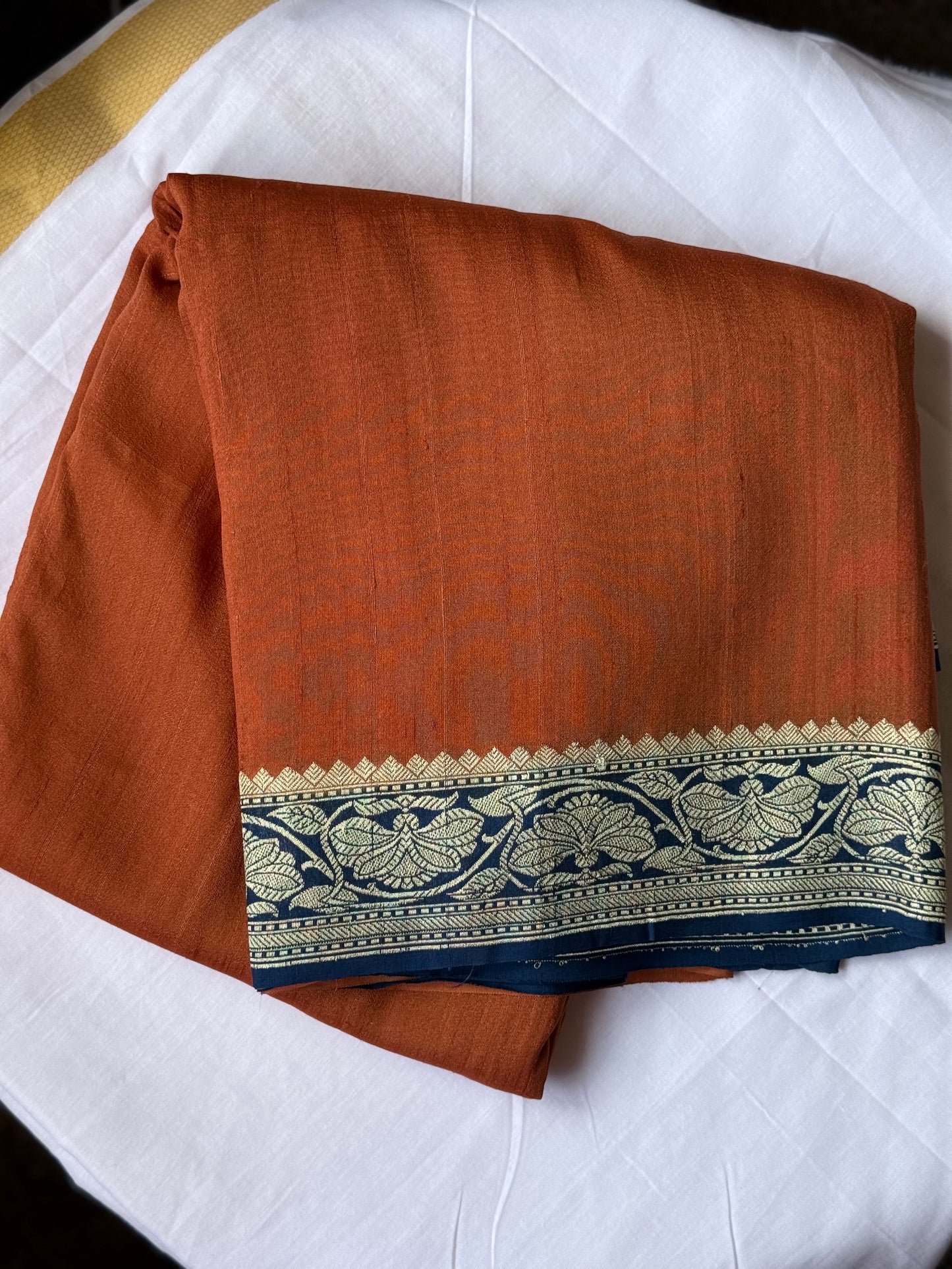 Pure banaras tussar silk saree rust orange
