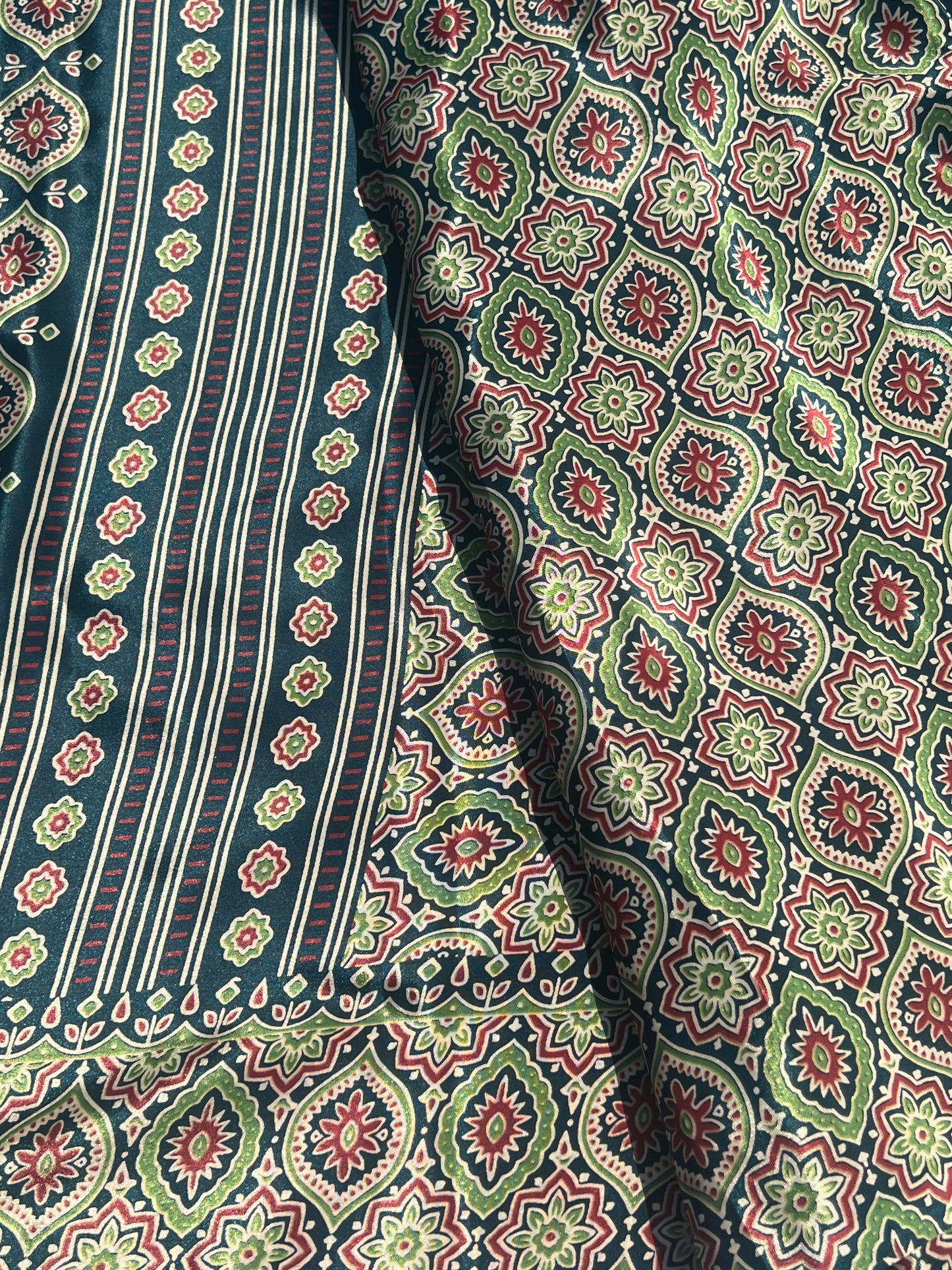 Peacock blue crepe silk saree