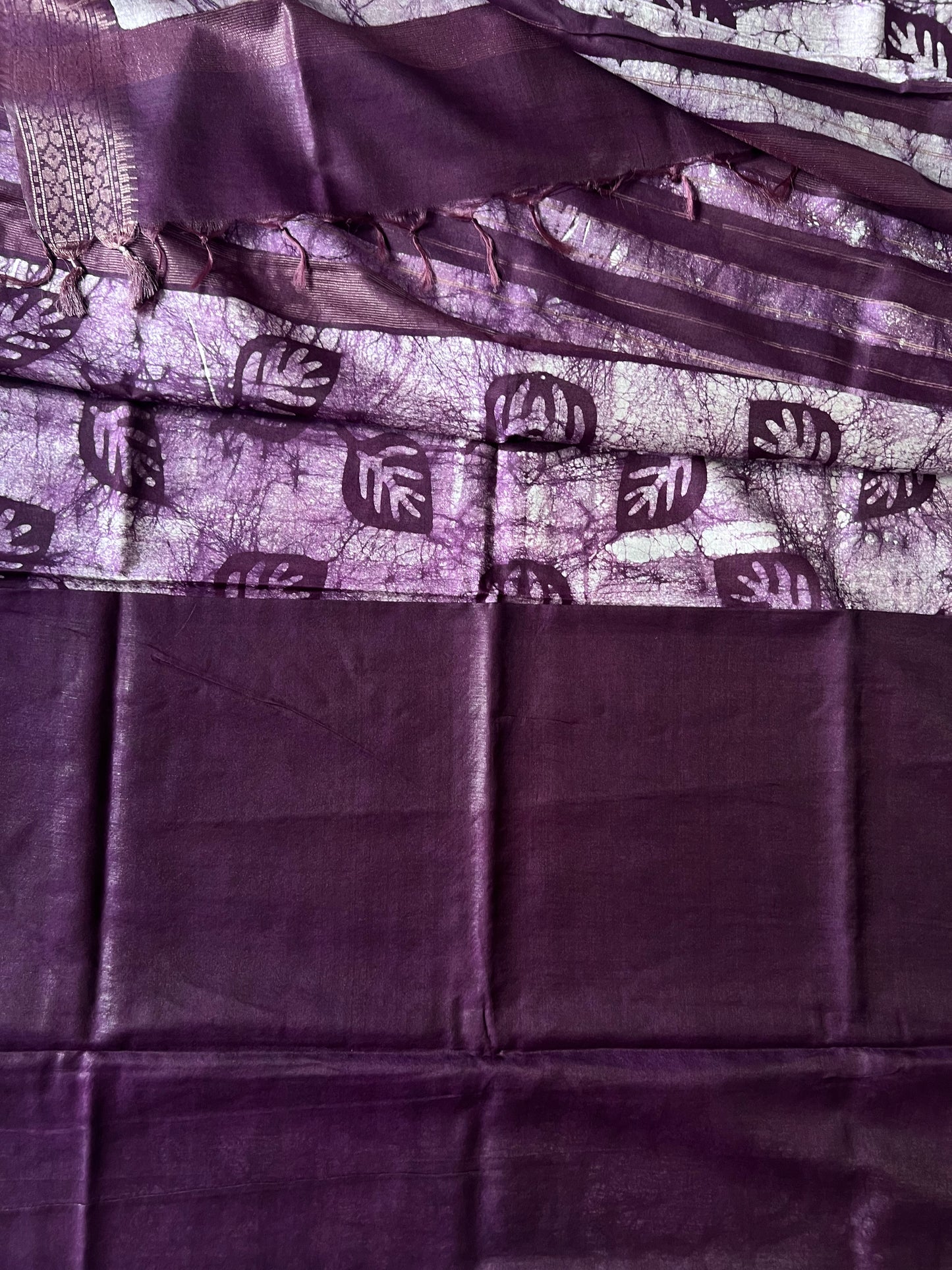 Purple semi Tussar silk saree