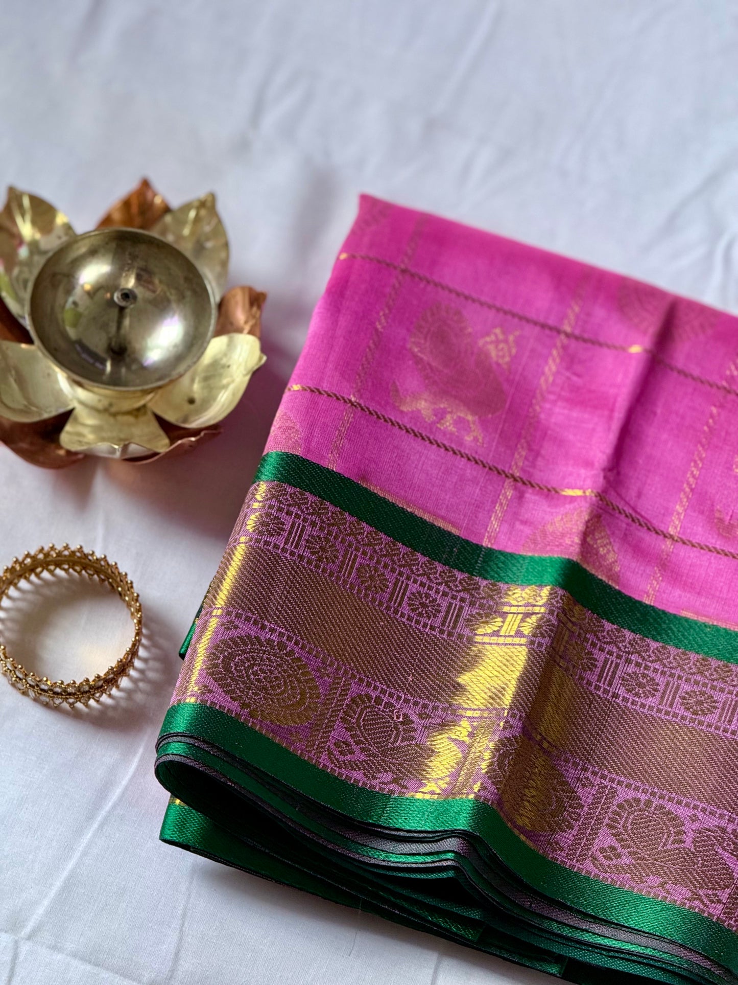Pure Silk Cotton - Pink Annam Chakra Checked