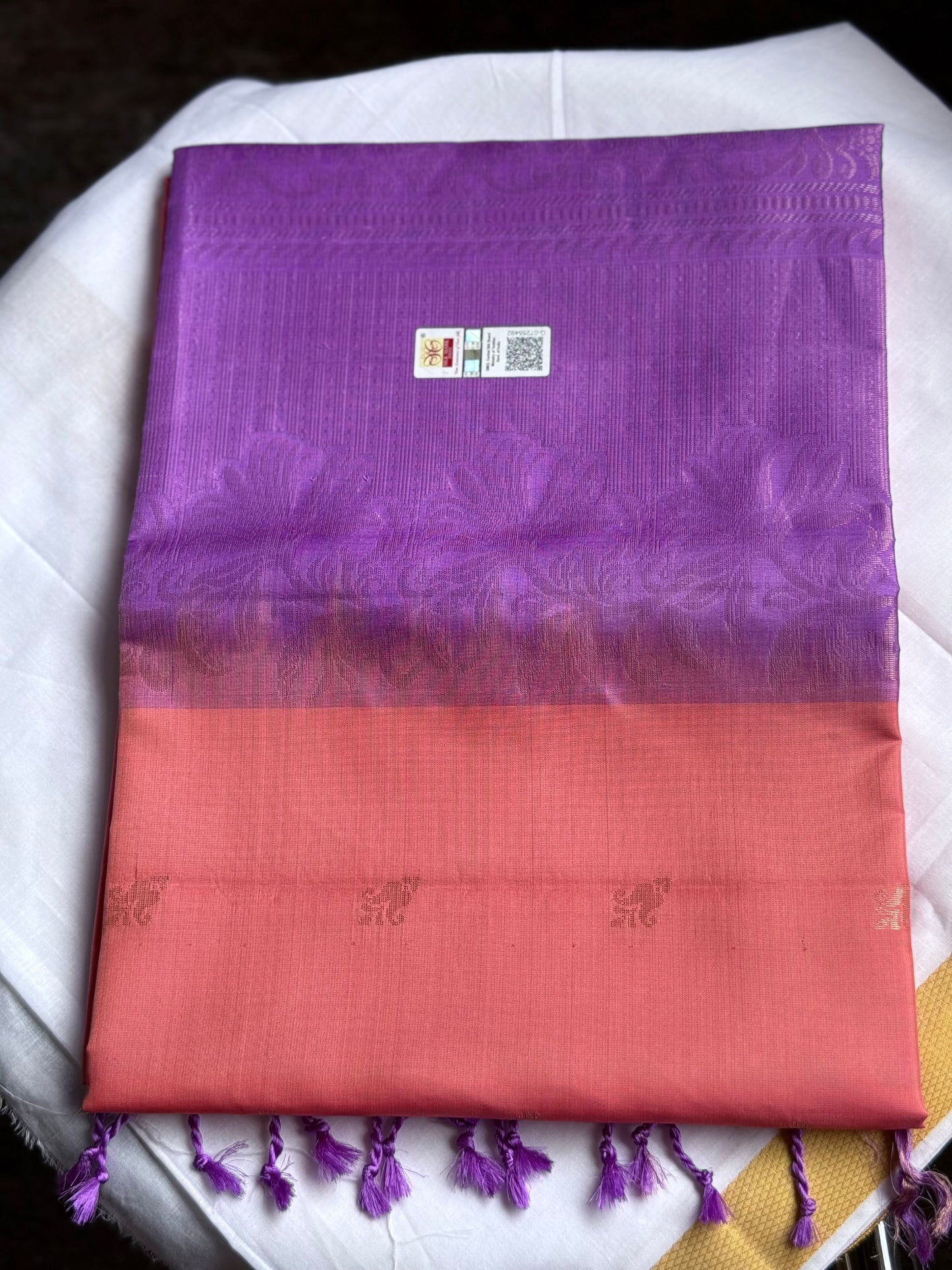 Soft Silk saree - Orange & Lavender