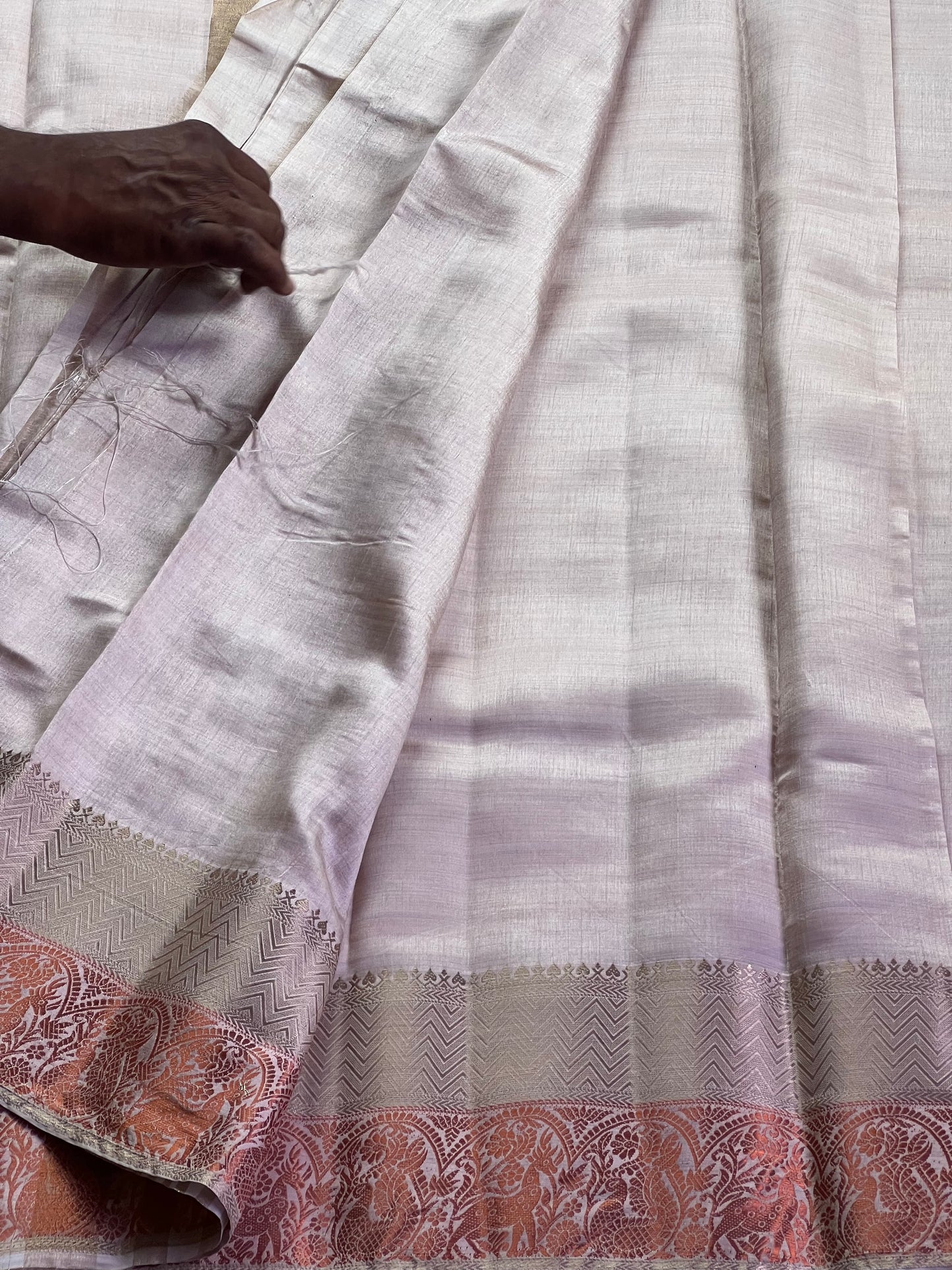 Cream white semi silk cotton saree