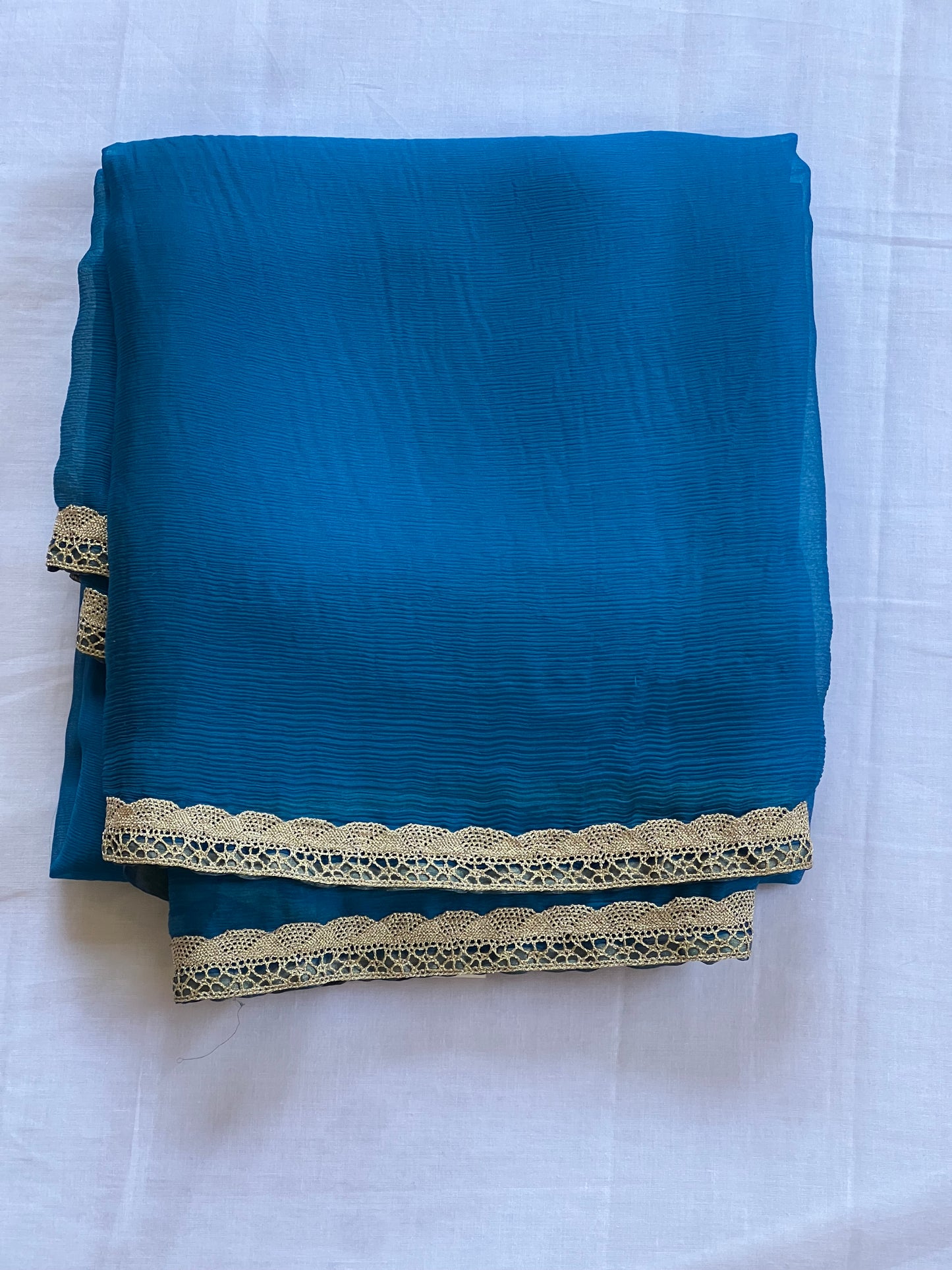 Blue pure chiffon saree