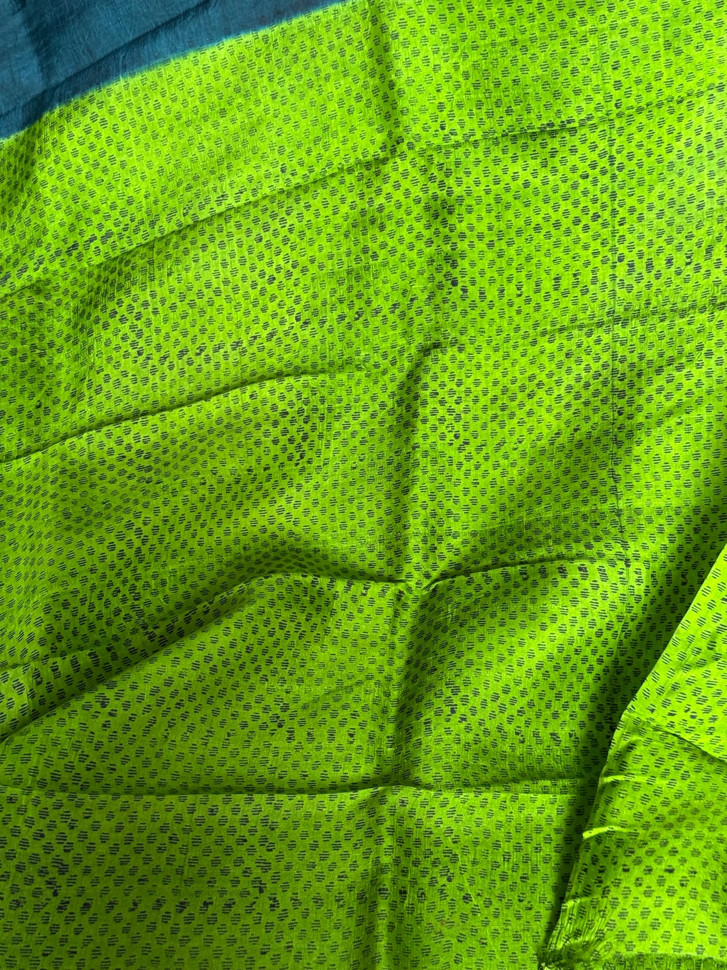 Murshidabad Silk saree - Green Partly Pallu