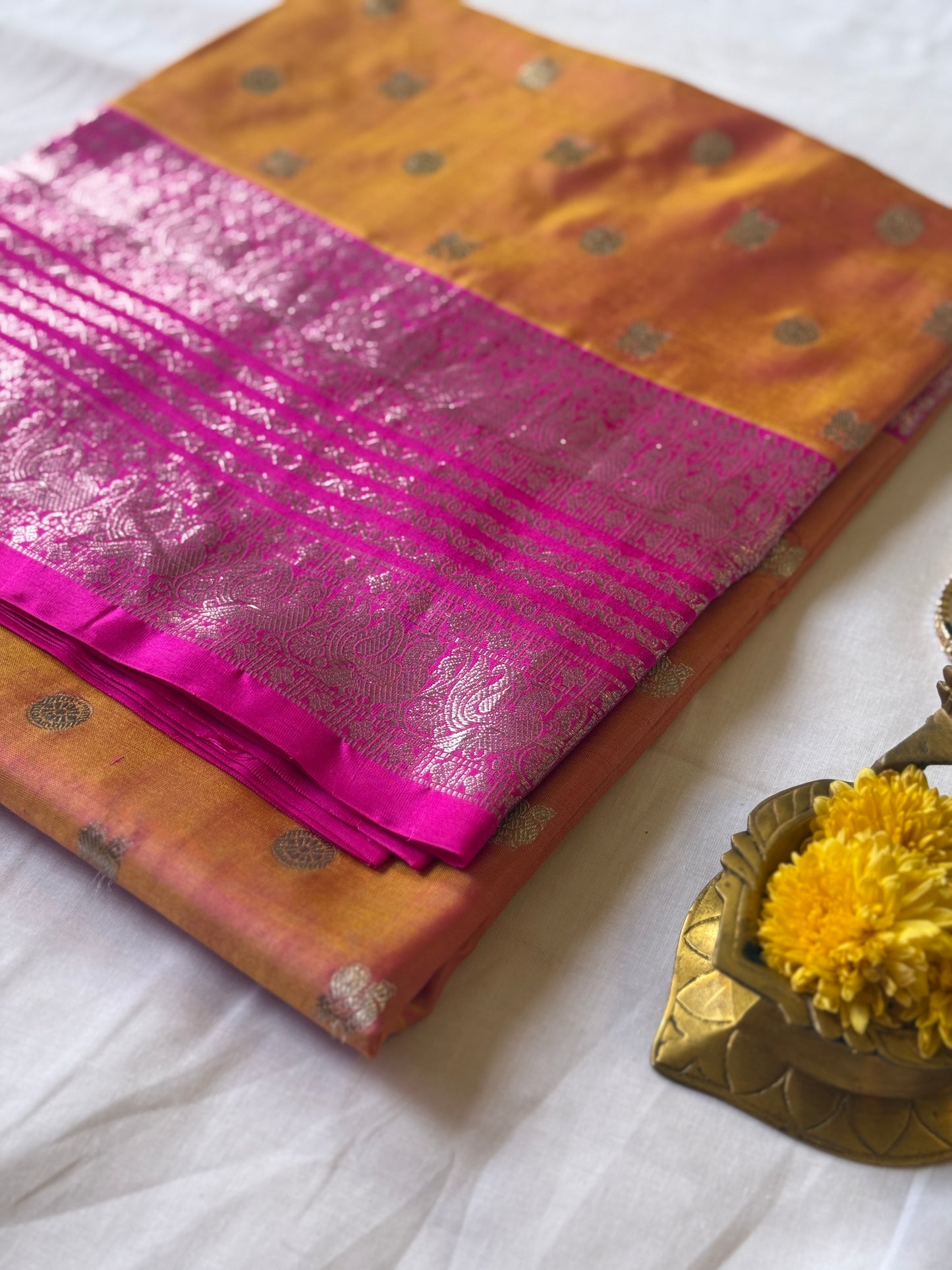 Orange Venkatagiri Silk Saree
