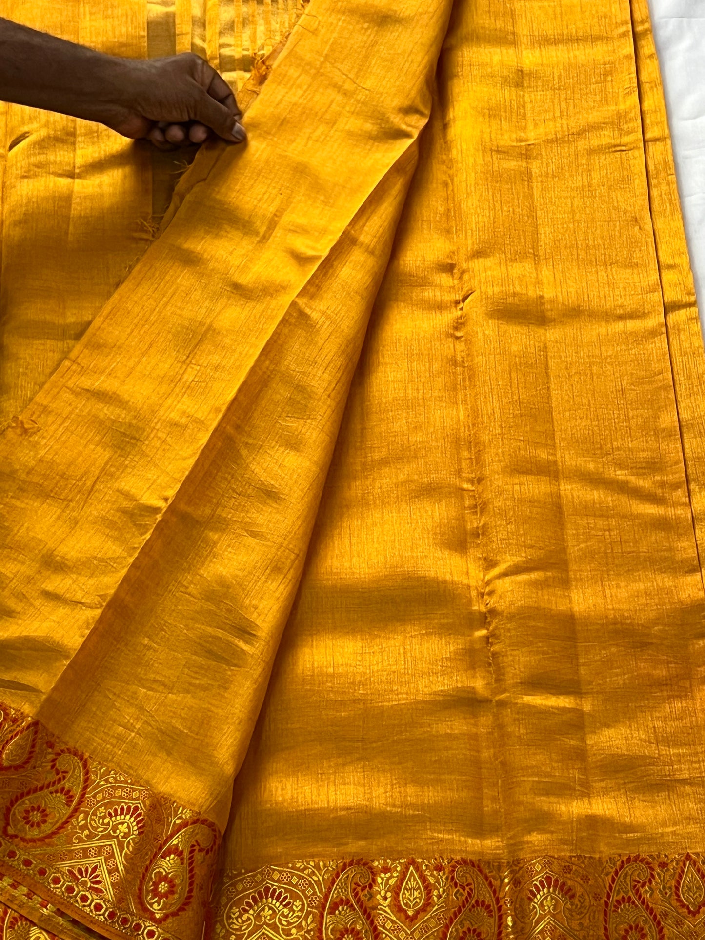 Mango yellow semi silk cotton saree