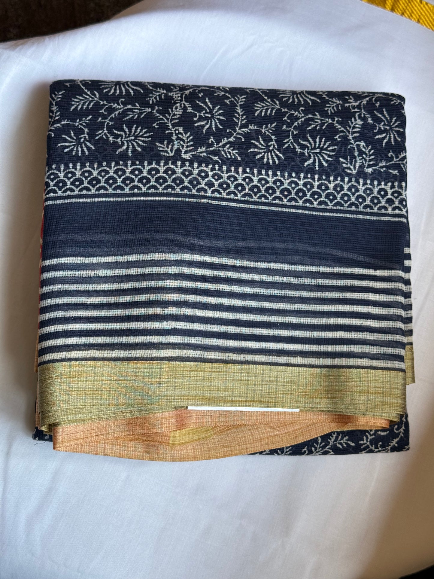 Indigo blue & white kota cotton saree
