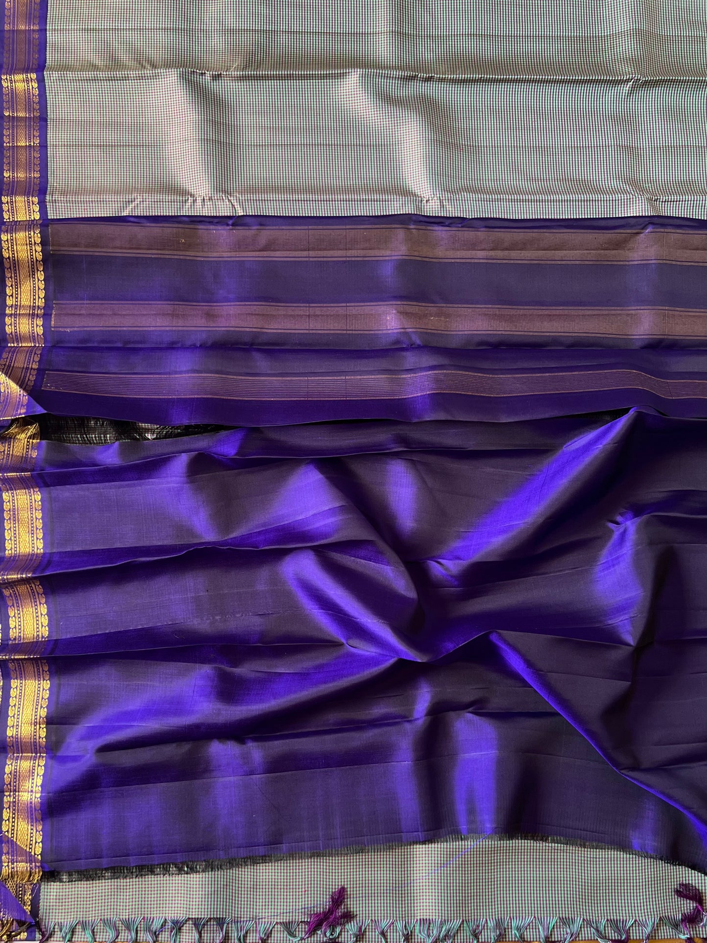 Kanchivaram Silk saree - Small checks
