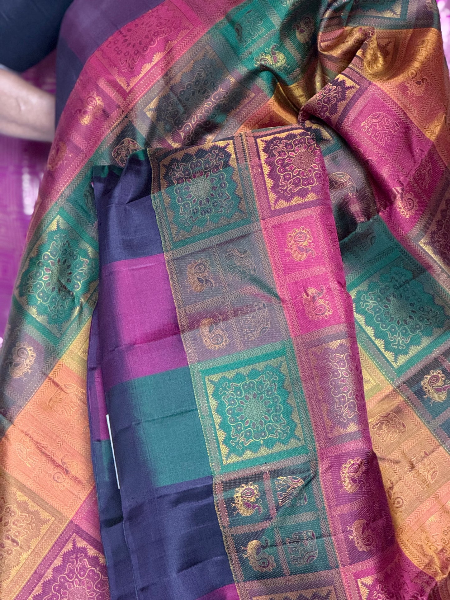Multicoloured pure silk saree