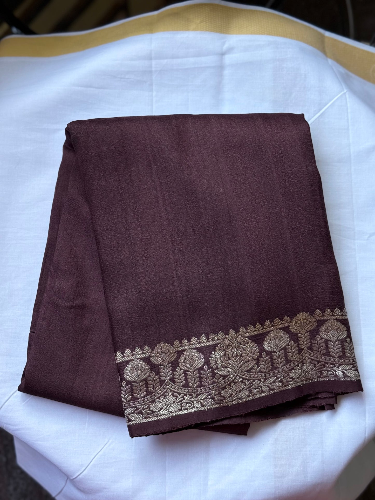 Pure banaras tussar silk saree - choc brown
