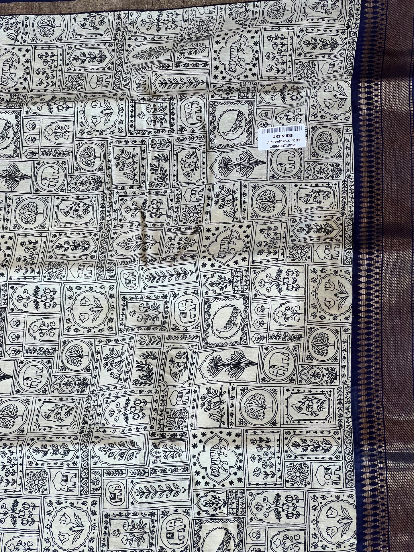 Dark blue ganga Jamuna Tussar silk saree