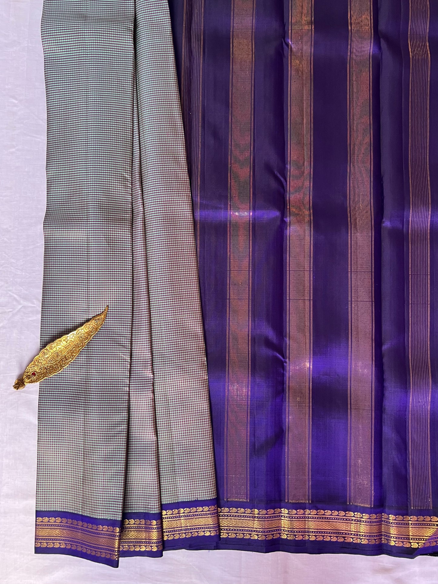 Kanchivaram Silk saree - Small checks