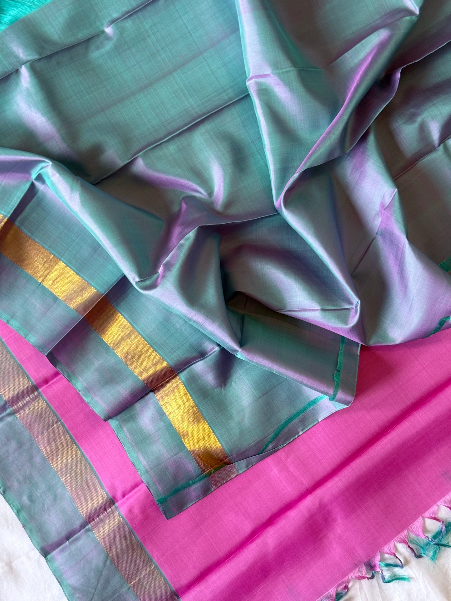 Pink Shaded Pure Kanjivaram Silk Saree