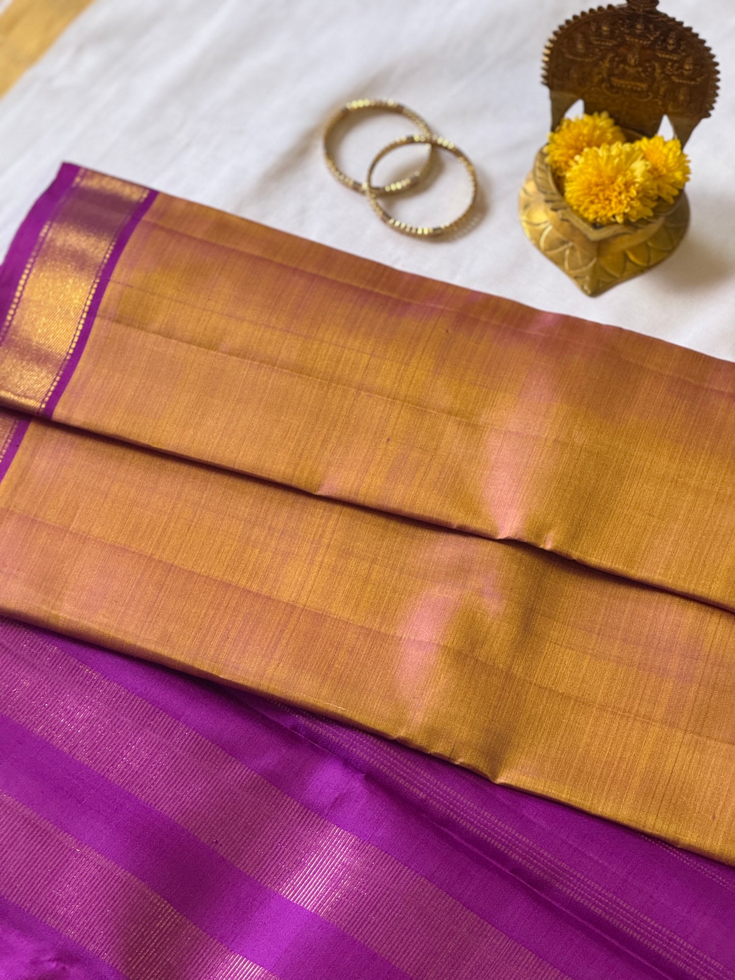 Mustard Kanjivaram Silk With Bavanji Border
