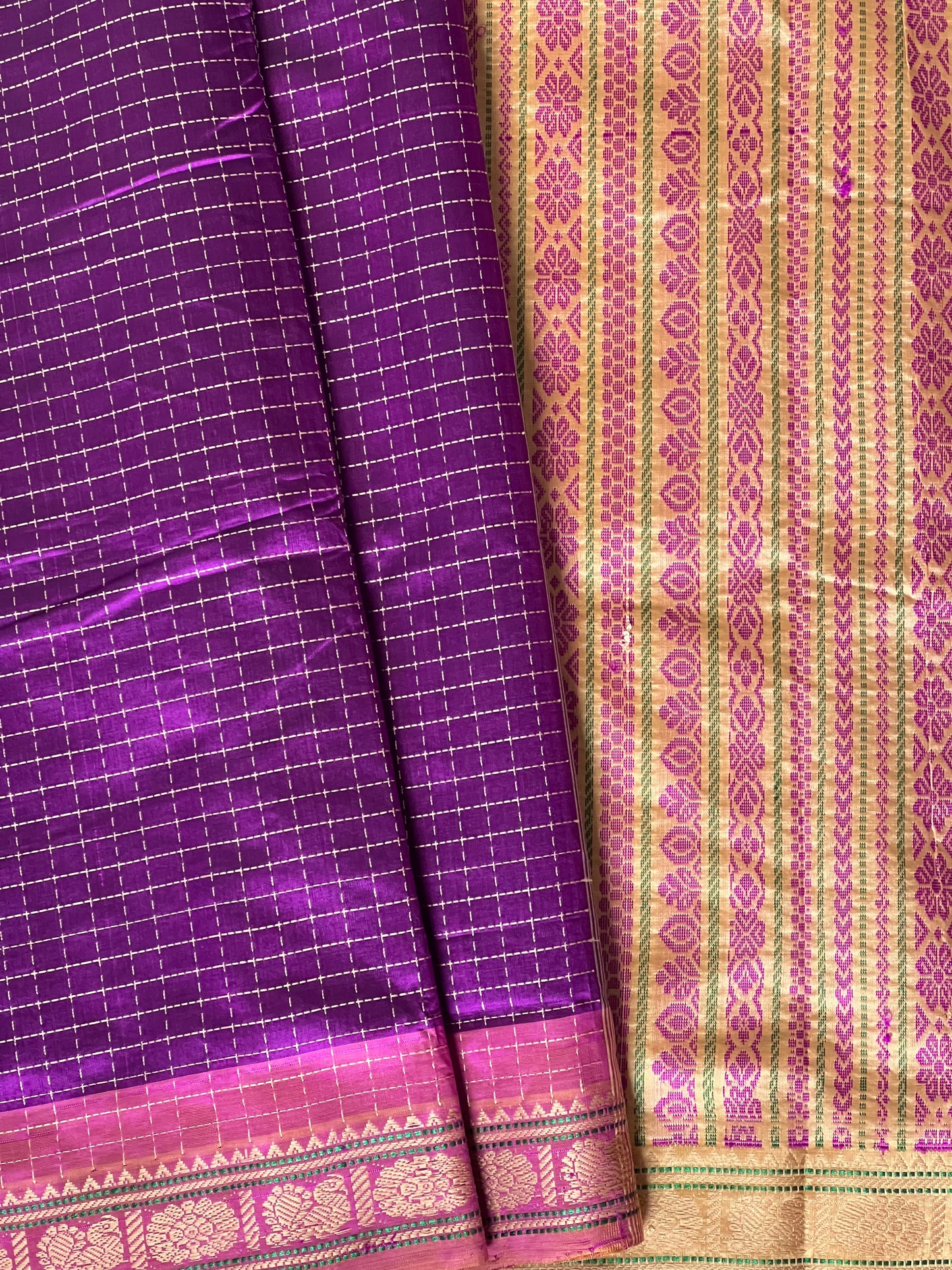 Semi Silk Cotton saree - Purple