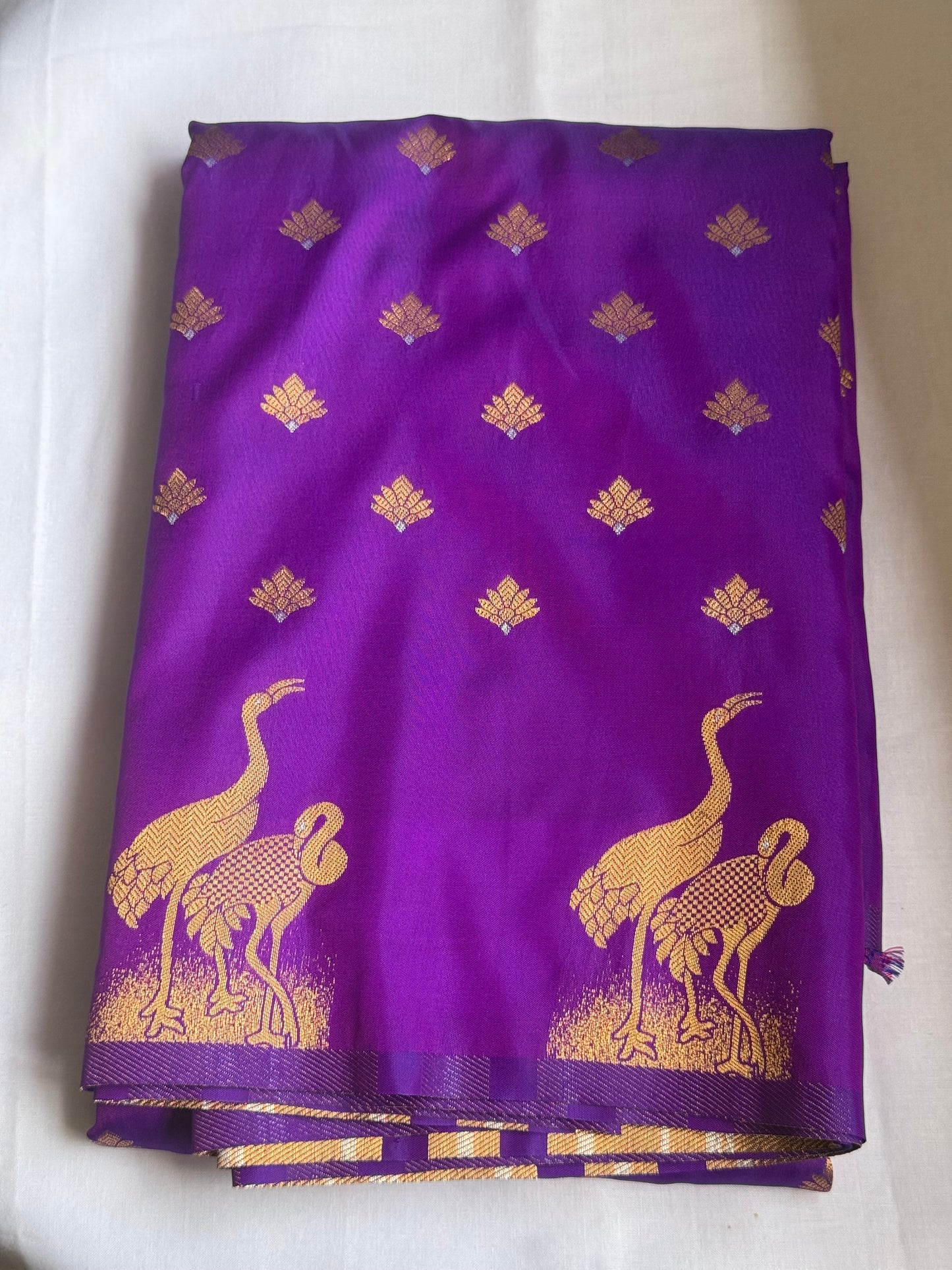 Purple semi banaras saree