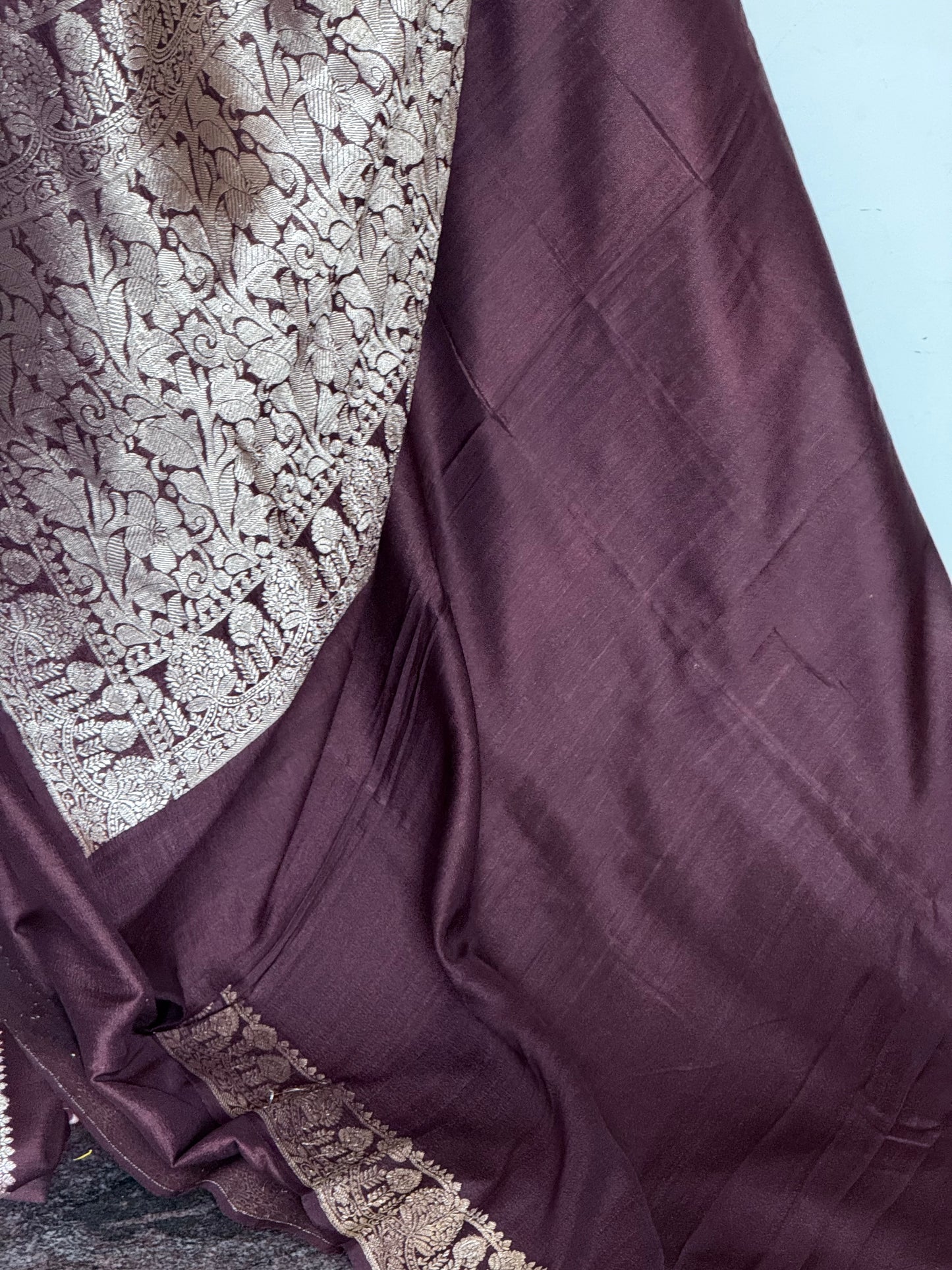 Pure banaras tussar silk saree - choc brown