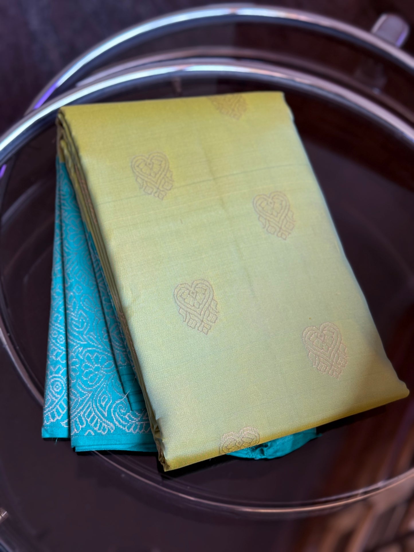 Lime green pure silk saree