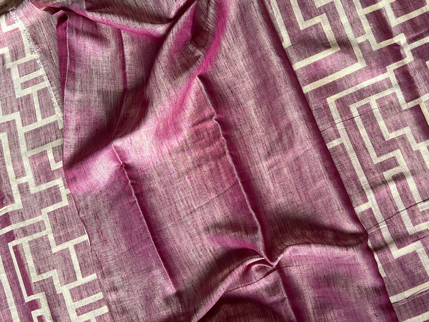 Plum pink semi Tussar silk saree