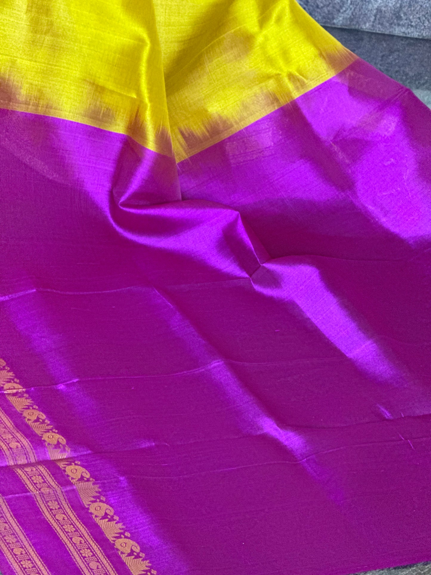 Yellow korwai silk cotton