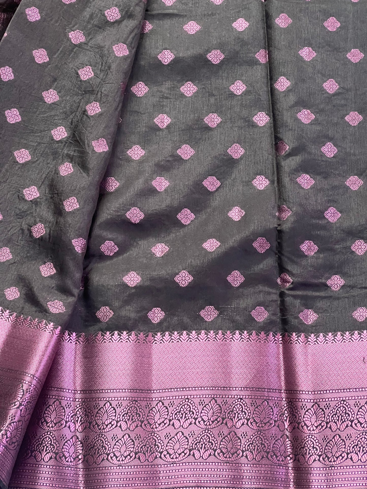Black motif semi silk cotton saree