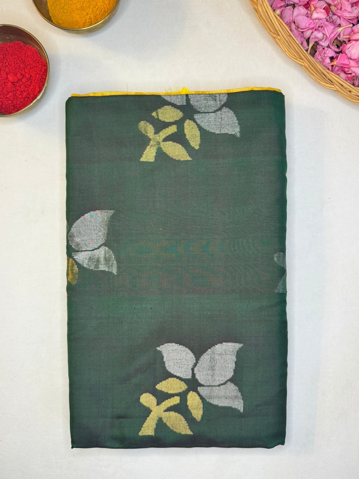 Uppada Butta Green Mustard Brown