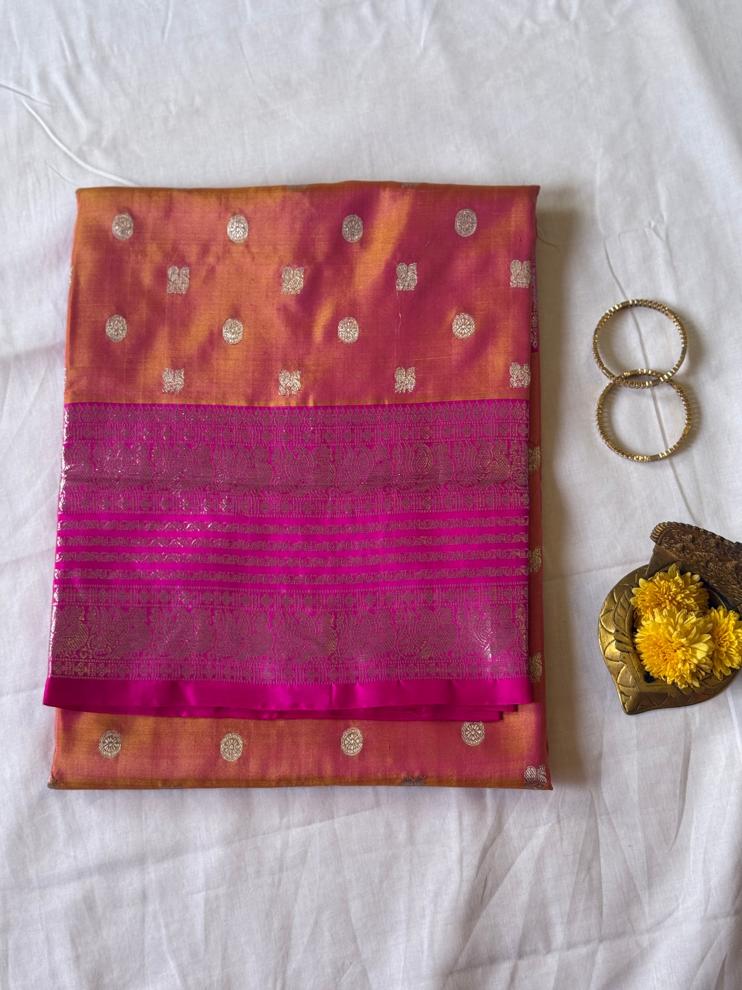 Orange Venkatagiri Silk Saree