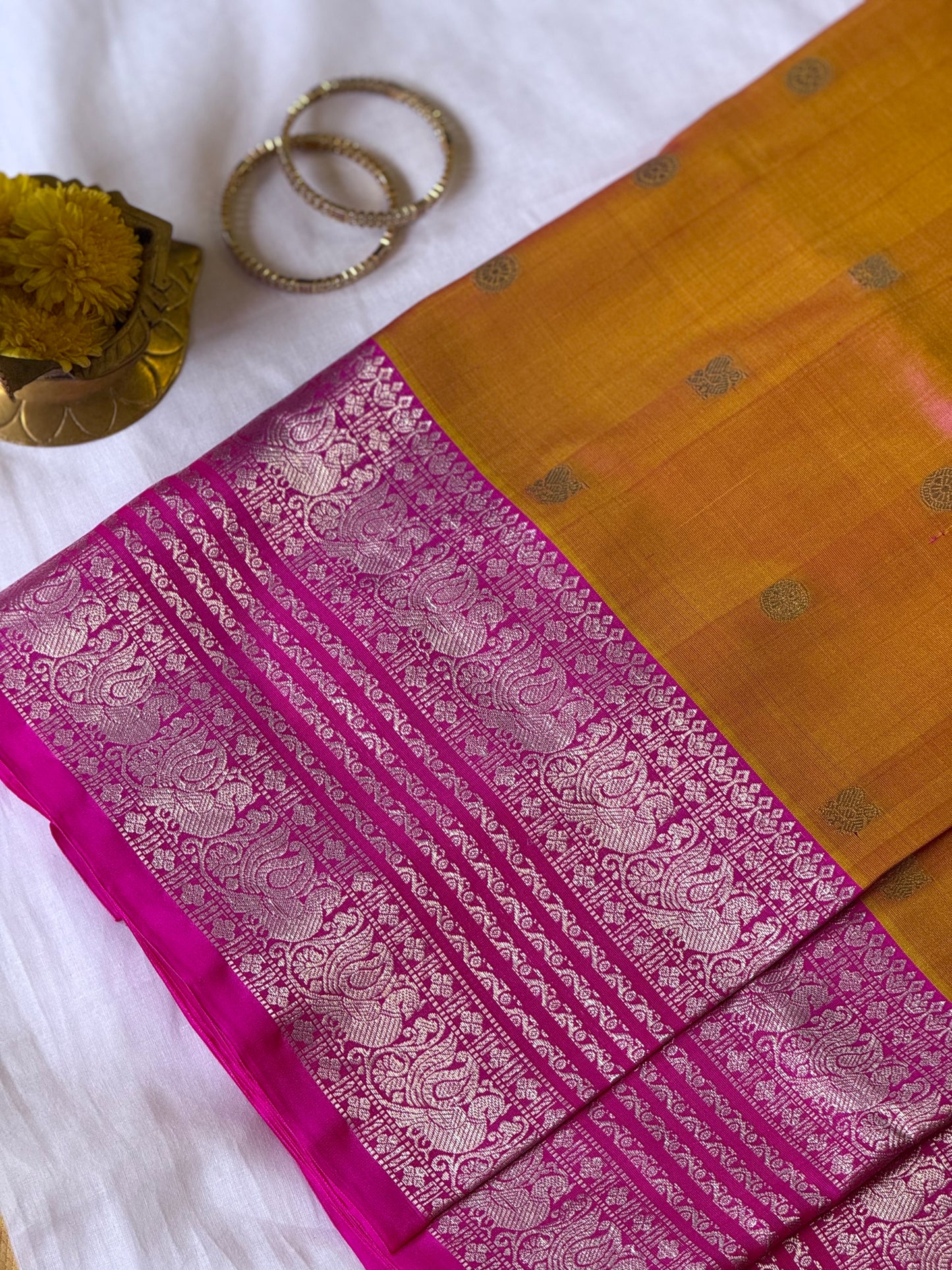 Orange Venkatagiri Silk Saree
