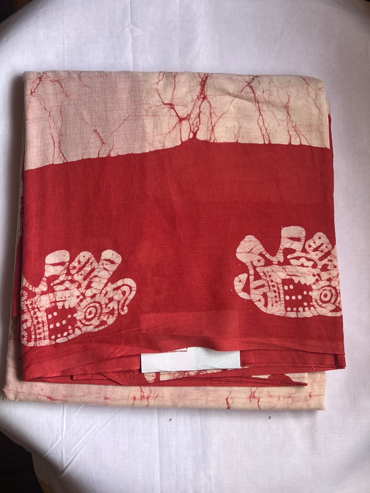 Red and white jaipur cotton saree