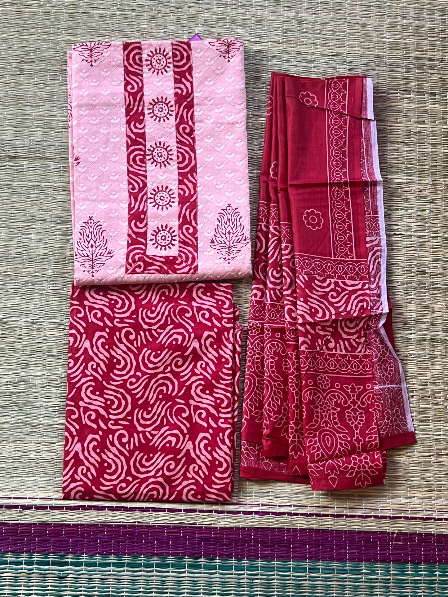 Pink red material set