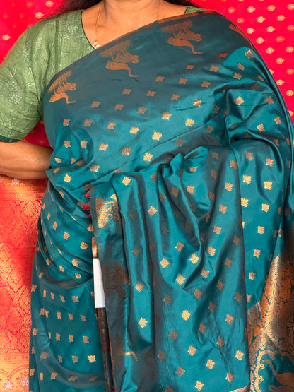Blue semi banaras saree