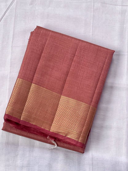Plain Blush pink semi silk cotton saree