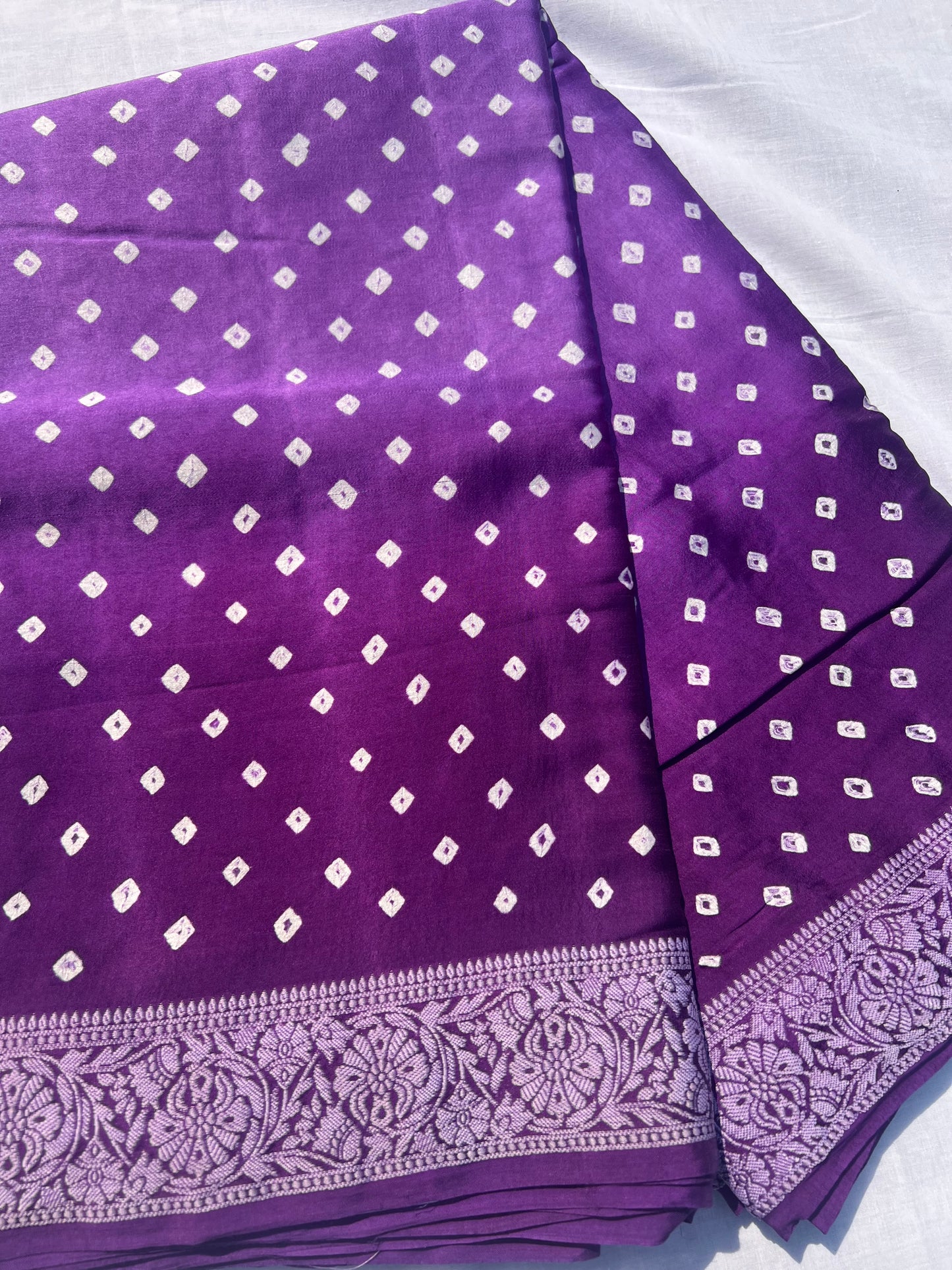 Lavender Bandini ghaji silk saree