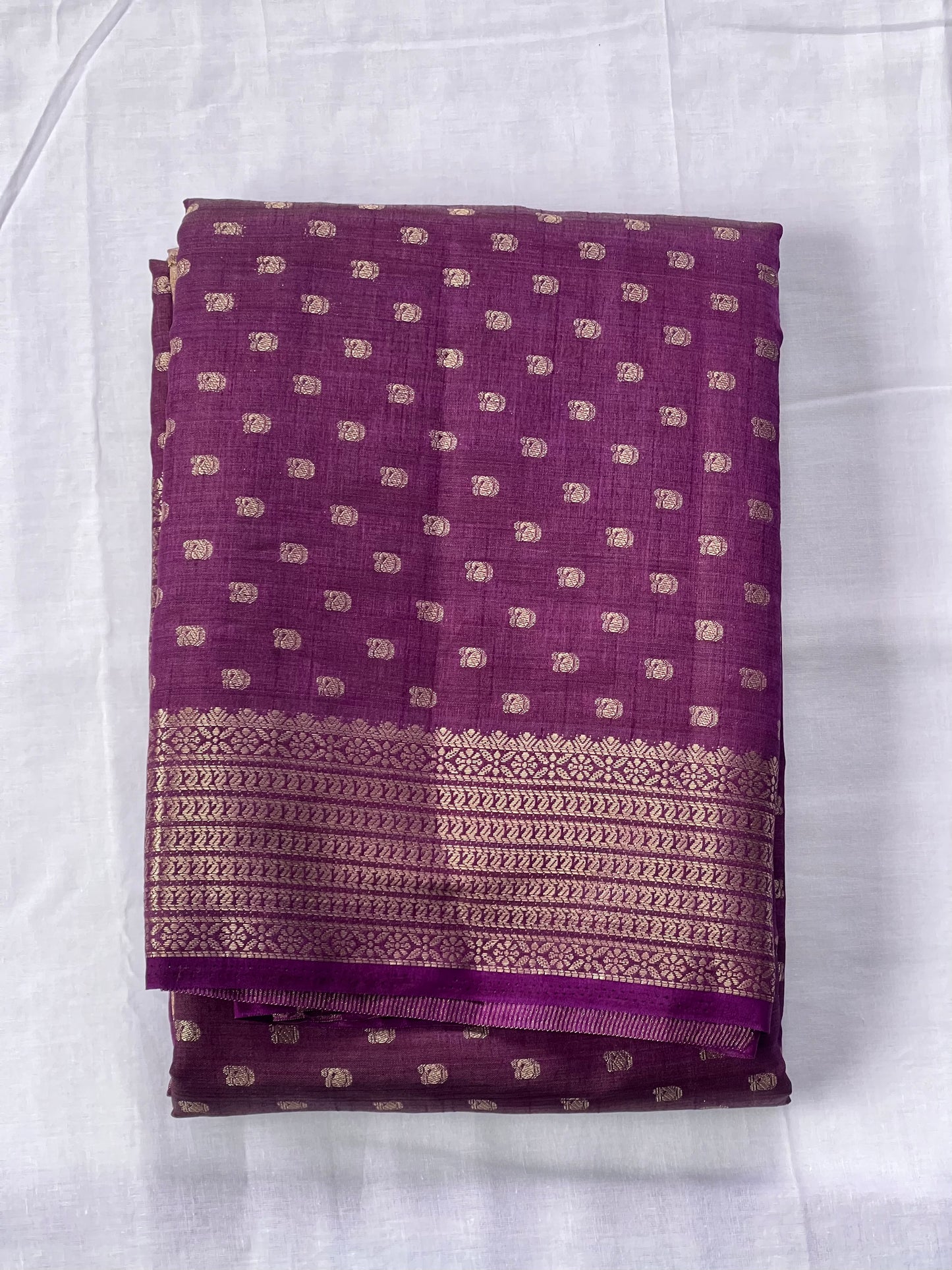 Purple festive semi silk cotton saree