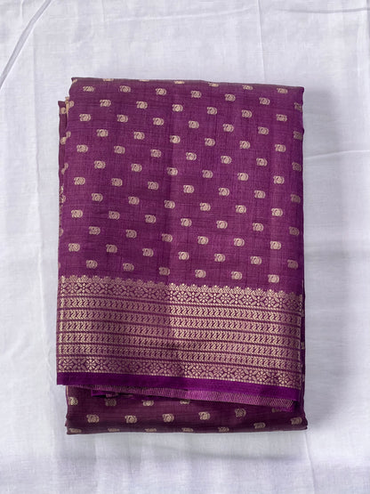 Purple festive semi silk cotton saree