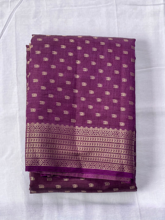 Purple festive semi silk cotton saree