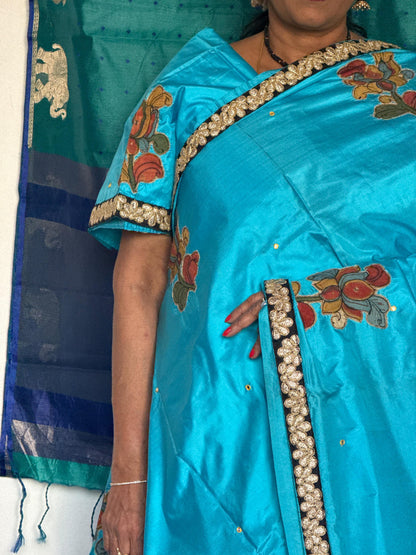 Kalamkari Patchwork in Silk Saree