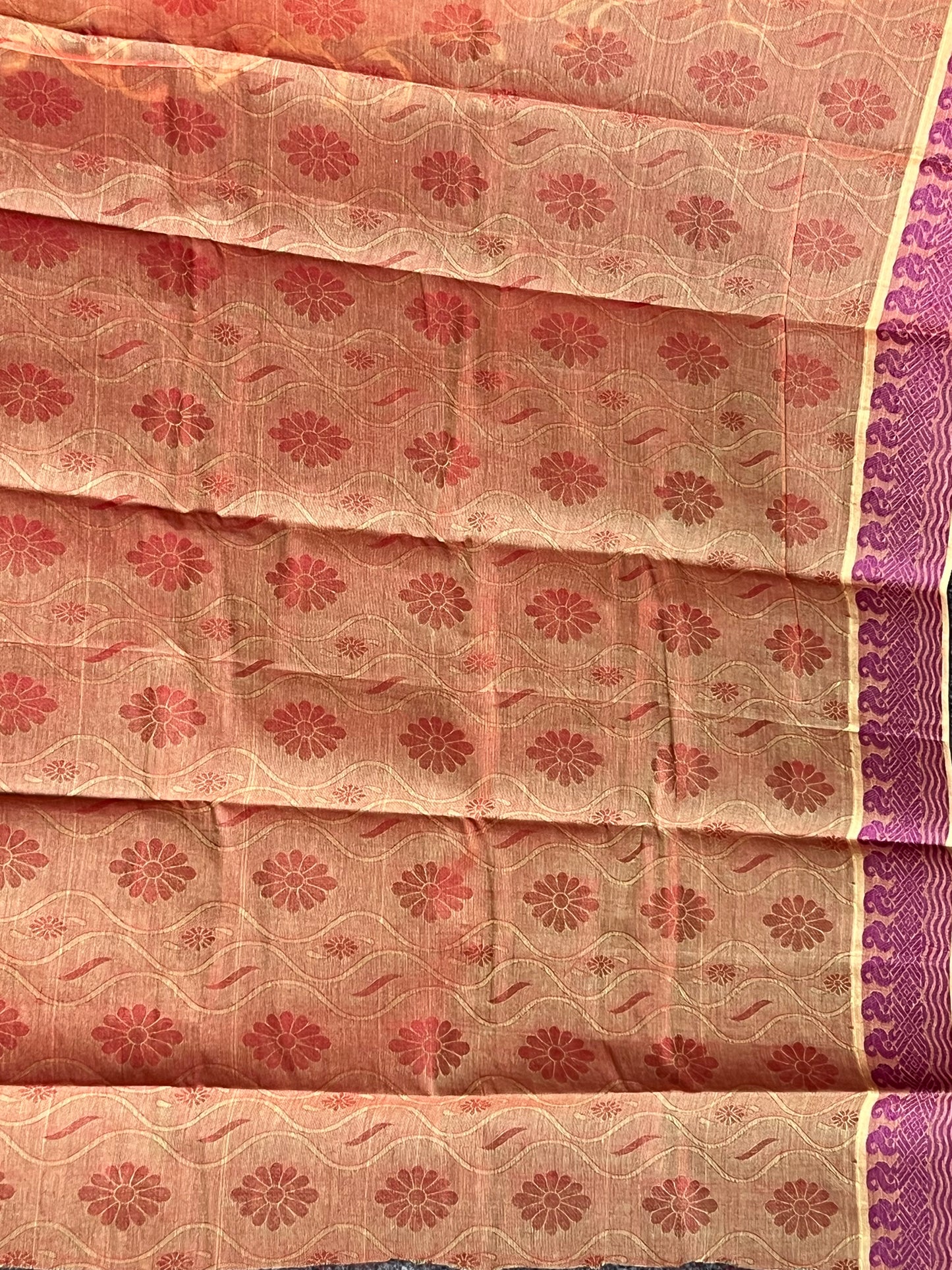 Orange pure cotton saree