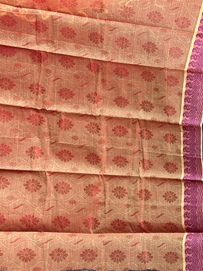 Orange pure cotton saree