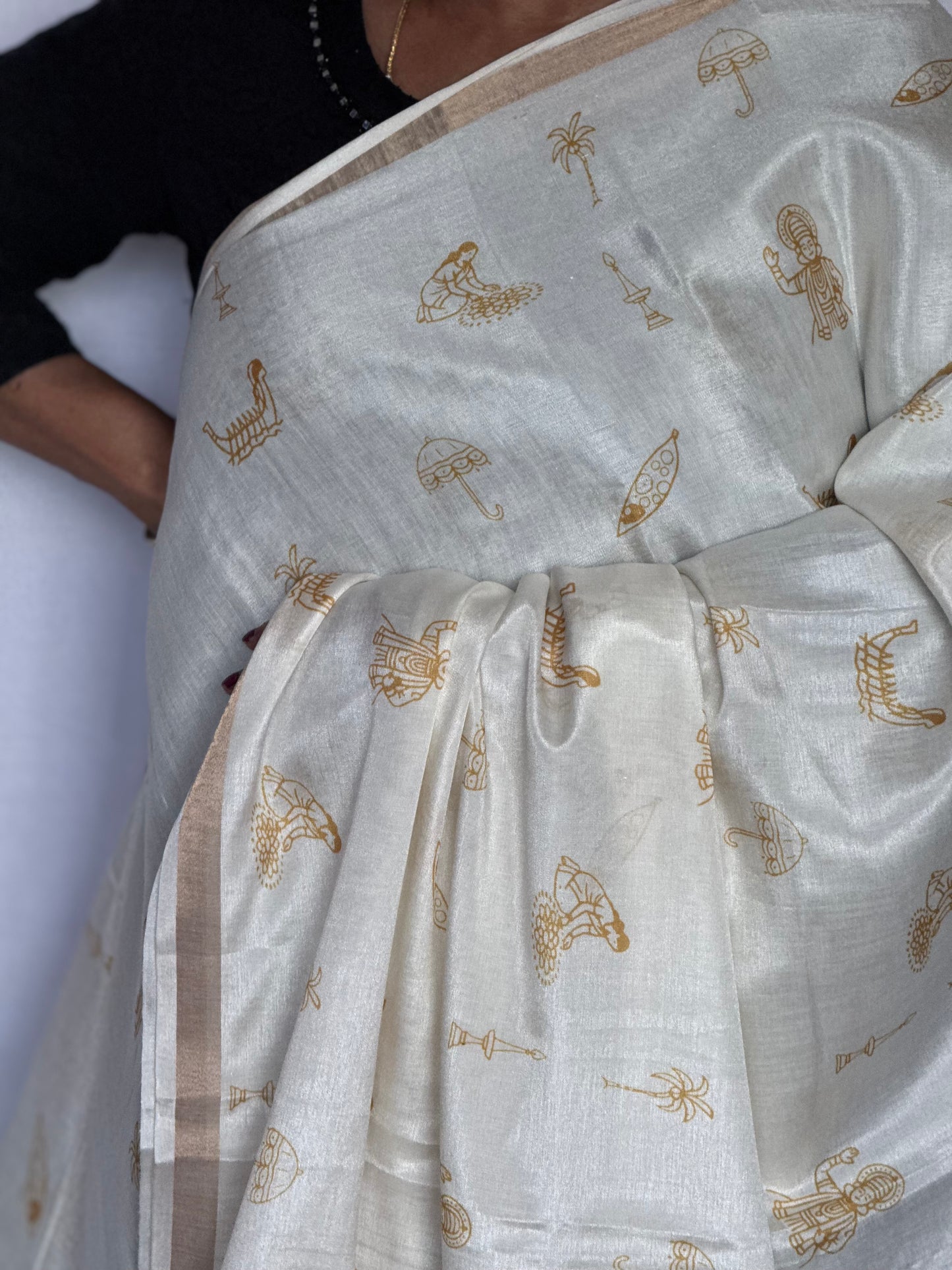 Printed Semi Tussar Saree – Onam Special (Kerala Prints)